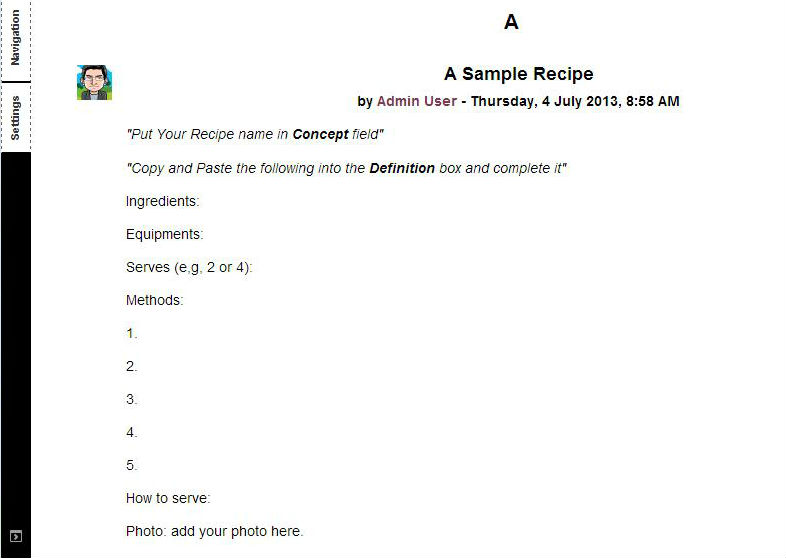 Recipe Book Sample
