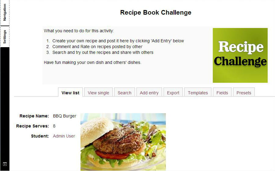 Recipe Book based on Database