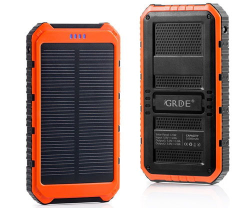 GRDE Solar Charger 10000mAh Battery