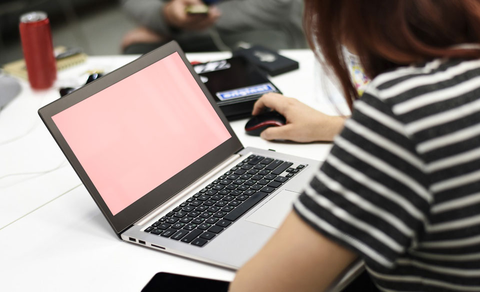 Teen using screen