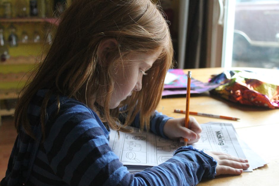 little girl studying little girl studying