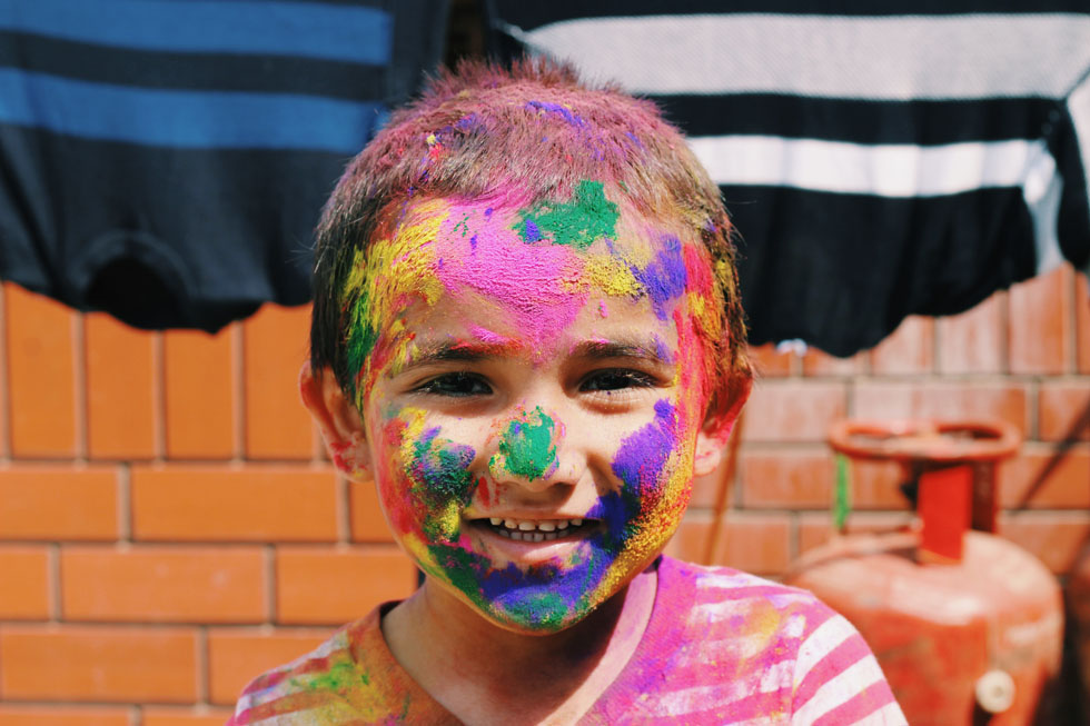 Boy with paint on his face Boy with paint on his face