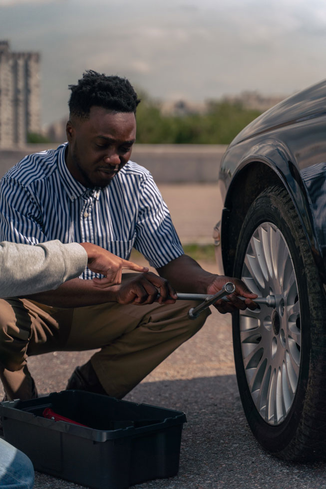 Learning to change car tyre Learning to change car tyre