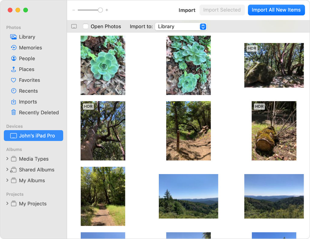 Photos Transfer from iPad or iPhone