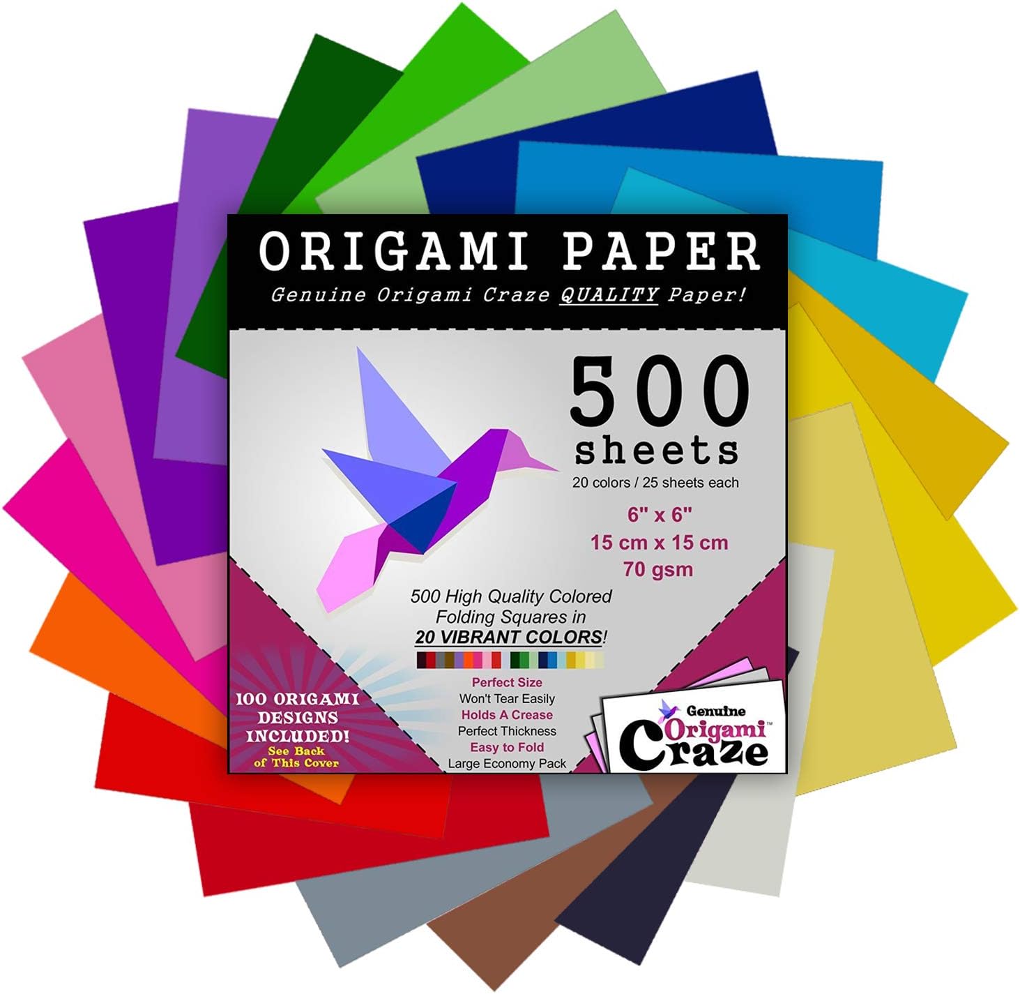 Colourful Origami Paper Pack of 500 sheets