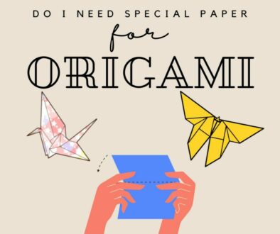 Do I need special paper for origami Image of hands folding a blue sheet of paper and an origami crane and yellow origami butterfly. Text says Do I need special paper for origami?