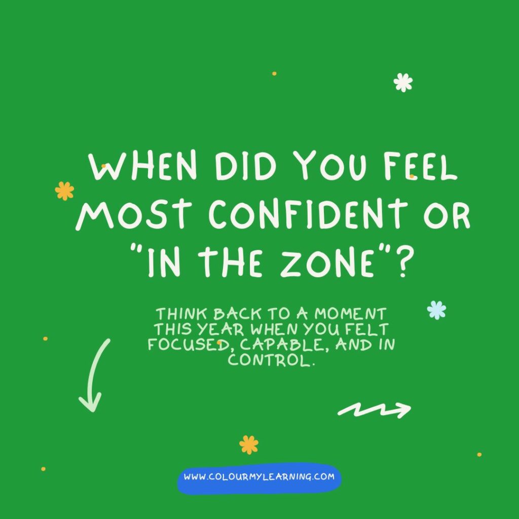 Text: When did you feel most confident or "in the zone"?