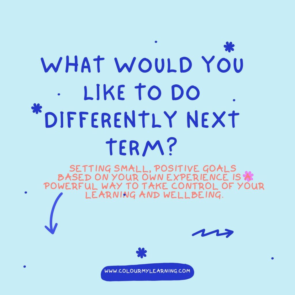 Text: What you like to do differently next term?