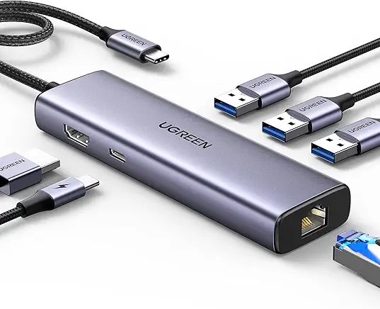 UGREEN Revodok 6 in 1 USB C Hub Gigabit 100W PD